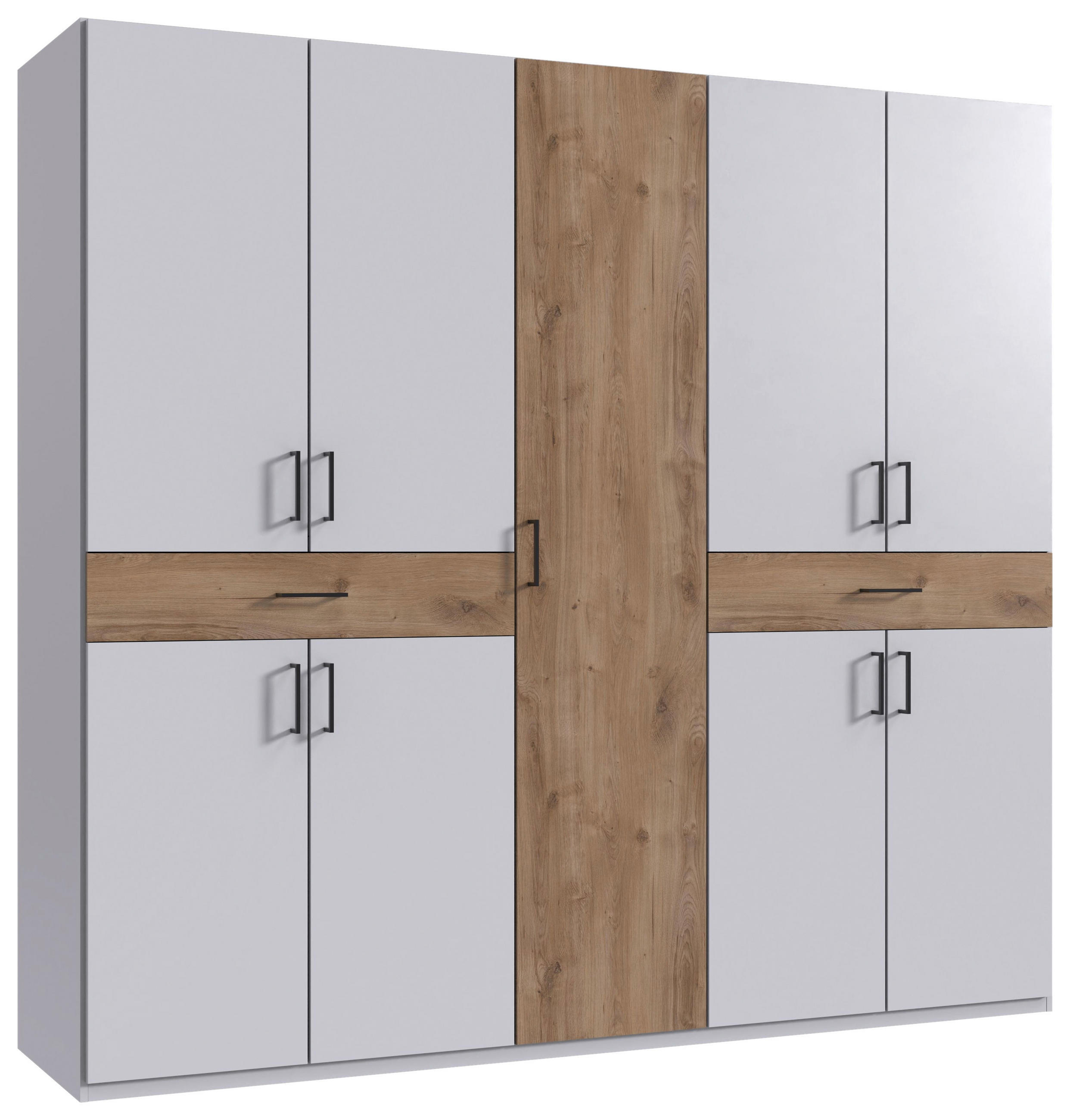 DREHTÜRENSCHRANK in Weiss, Plankeneiche  - Weiss/Plankeneiche, Konventionell, Holzwerkstoff/Kunststoff (225/208/58cm) - Carryhome