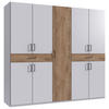 DREHTÜRENSCHRANK in Weiss, Plankeneiche  - Weiss/Plankeneiche, Konventionell, Holzwerkstoff/Kunststoff (225/208/58cm) - Carryhome
