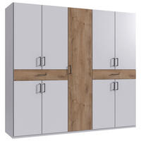 DREHTÜRENSCHRANK in Weiss, Plankeneiche  - Weiss/Plankeneiche, Konventionell, Holzwerkstoff/Kunststoff (225/208/58cm) - Carryhome