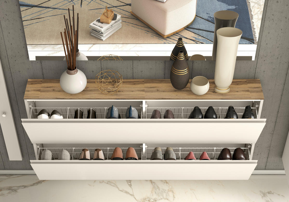 SCHUHKIPPER - Sandfarben/Eichefarben, Design, Holzwerkstoff (160/81/22cm) - Moderano