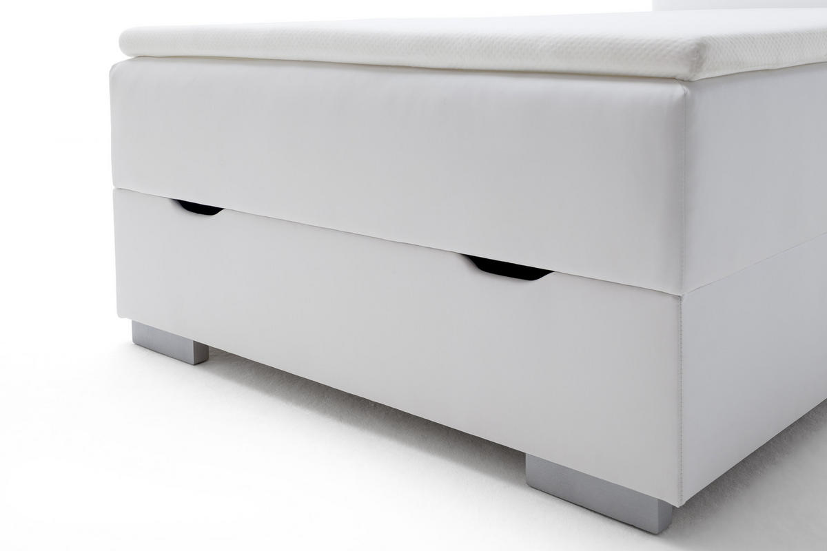 BOXBETT 140/200 cm  in Weiß  - Edelstahlfarben/Weiß, MODERN, Kunststoff/Textil (140/200cm) - Livetastic