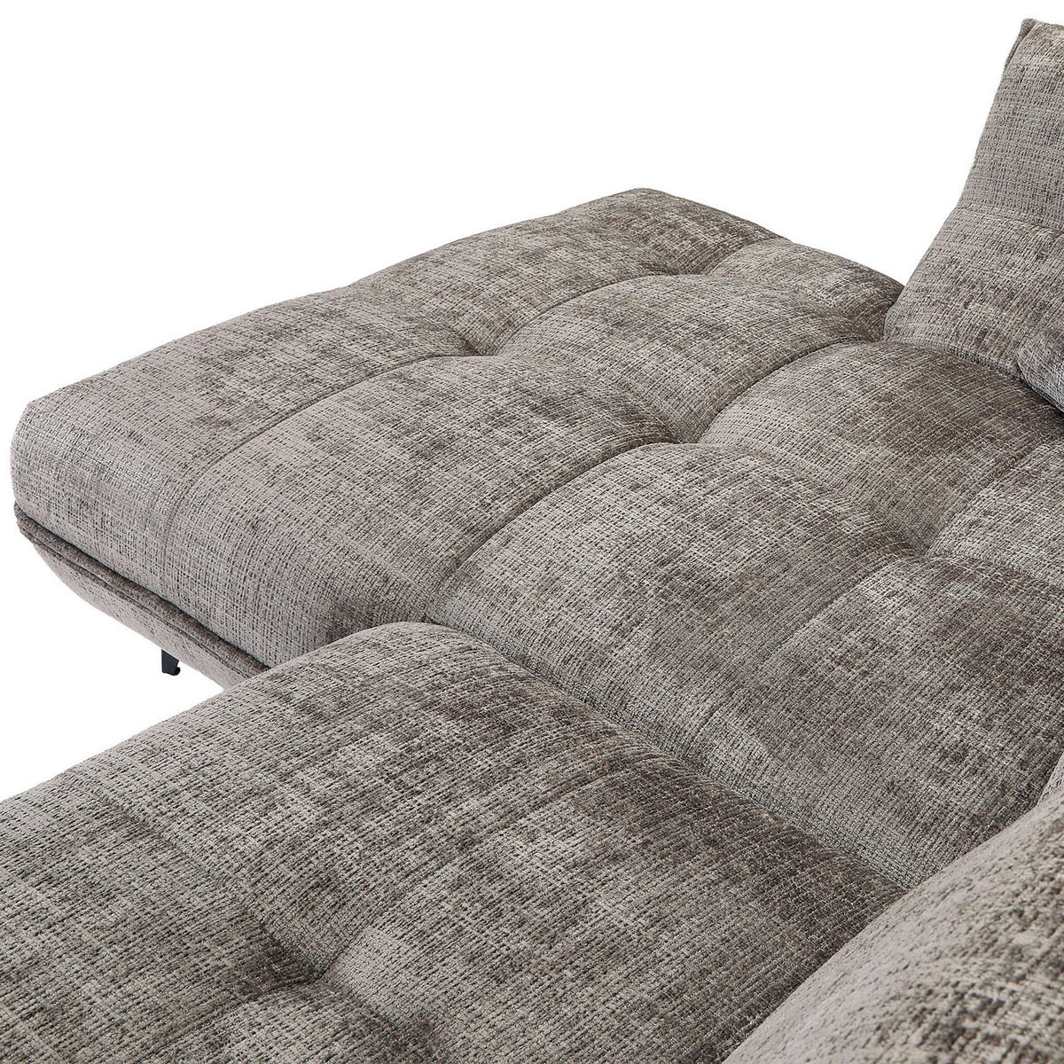 ECKSOFA Lavos Graubraun Chenille Zierkissen, Rückenkissen, Rücken echt  - Graubraun/Schwarz, Design, Textil/Metall (185/296cm) - Lomoco