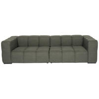 BIGSOFA  in Flachgewebe, Leinenoptik Olivgrün  - Schwarz/Olivgrün, Design, Textil/Metall (262/66/113cm) - Belluti