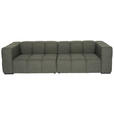 BIGSOFA  in Flachgewebe, Leinenoptik Olivgrün  - Schwarz/Olivgrün, Design, Textil/Metall (262/66/113cm) - Belluti