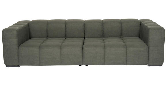 BIGSOFA  in Flachgewebe, Leinenoptik Olivgrün  - Schwarz/Olivgrün, Design, Textil/Metall (262/66/113cm) - Belluti