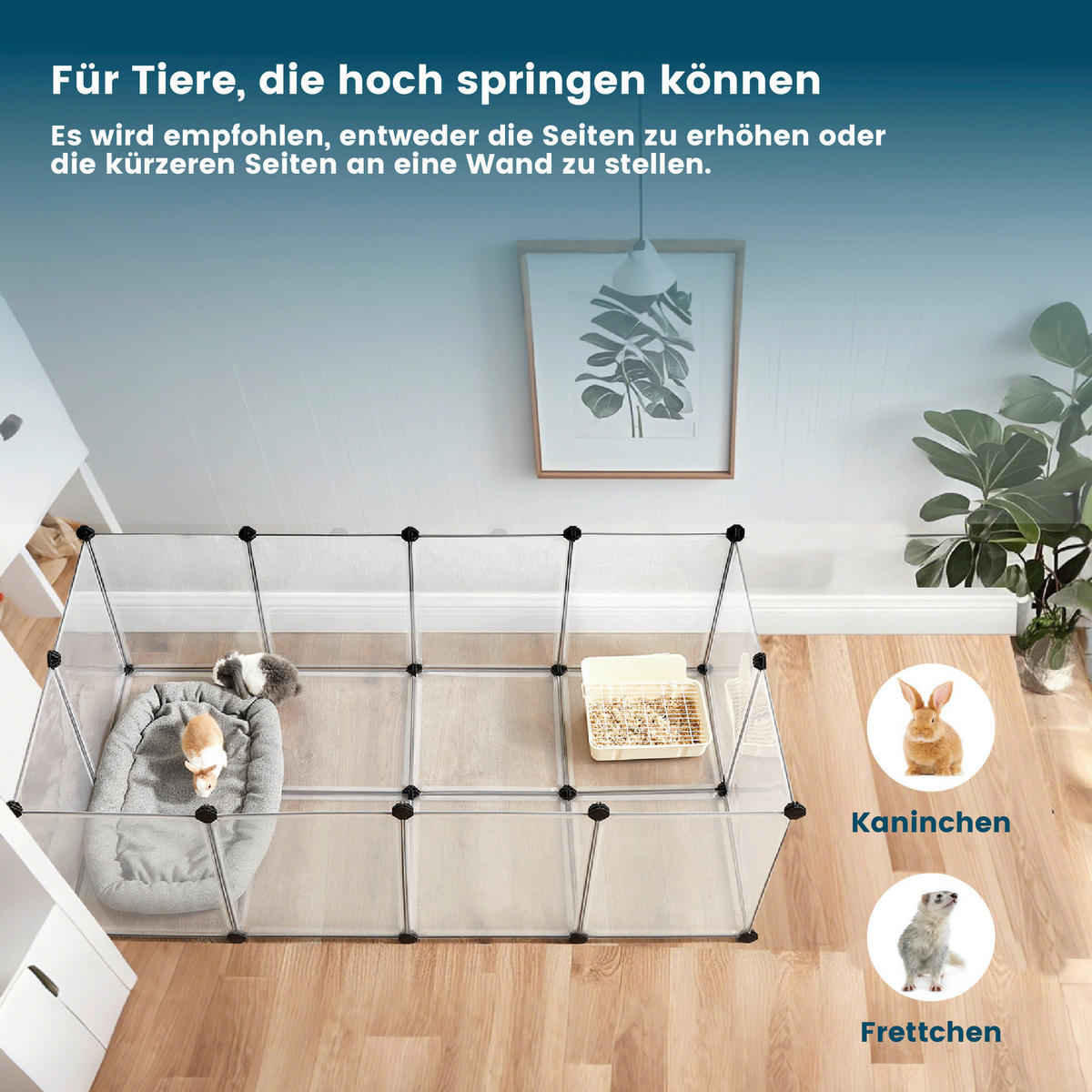 HEIMTIERGEHEGE - Weiß, Basics, Kunststoff (143/73/46cm)