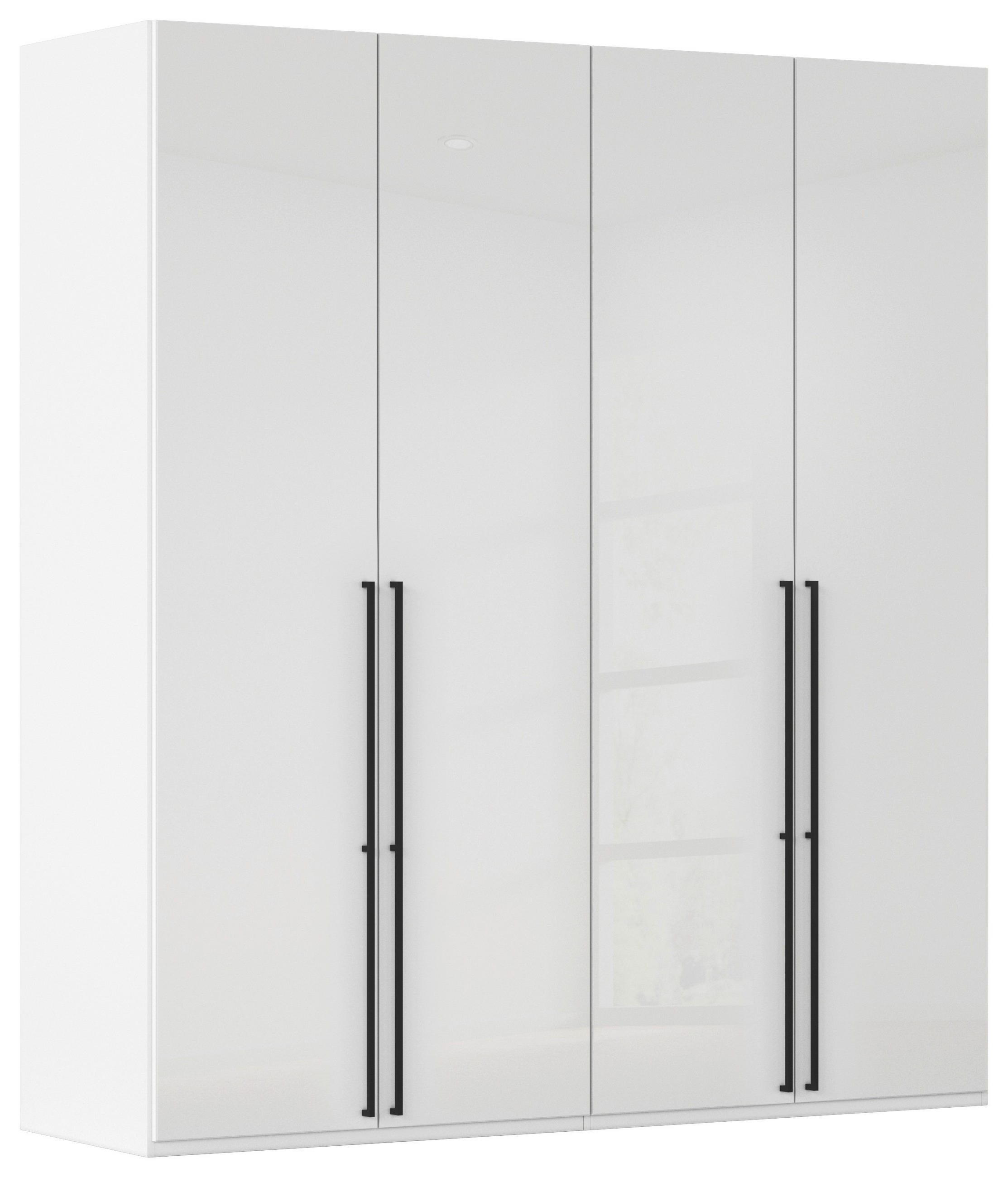 DREHTÜRENSCHRANK 201/235/61 cm,  in Weiß, Weiß Hochglanz, 4-türig  - Weiß Hochglanz/Schwarz, Basics, Holzwerkstoff/Metall (201/235/61cm) - Novel