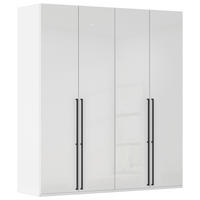 DREHTÜRENSCHRANK 201/235/61 cm,  in Weiß, Weiß Hochglanz, 4-türig  - Weiß Hochglanz/Schwarz, Basics, Holzwerkstoff/Metall (201/235/61cm) - Novel