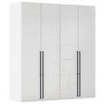 DREHTÜRENSCHRANK 201/223/61 cm,  in Weiß, Weiß Hochglanz, 4-türig  - Weiß Hochglanz/Schwarz, Basics, Holzwerkstoff/Metall (201/223/61cm) - Novel