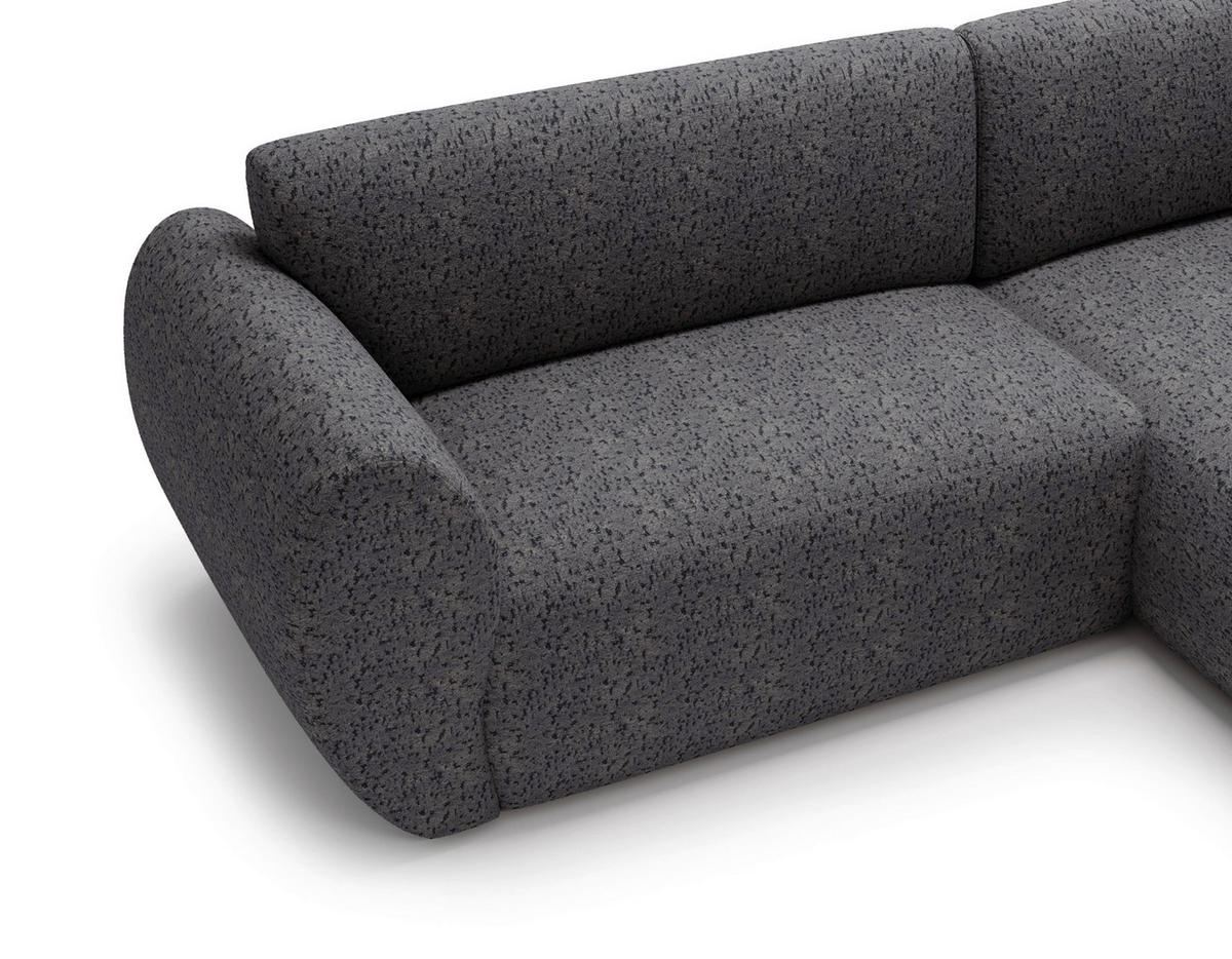 ECKSOFA SOLIS in Chenille Grau  288/170 cm  - Schwarz/Grau, Design, Kunststoff/Textil (288/170cm) - Livetastic