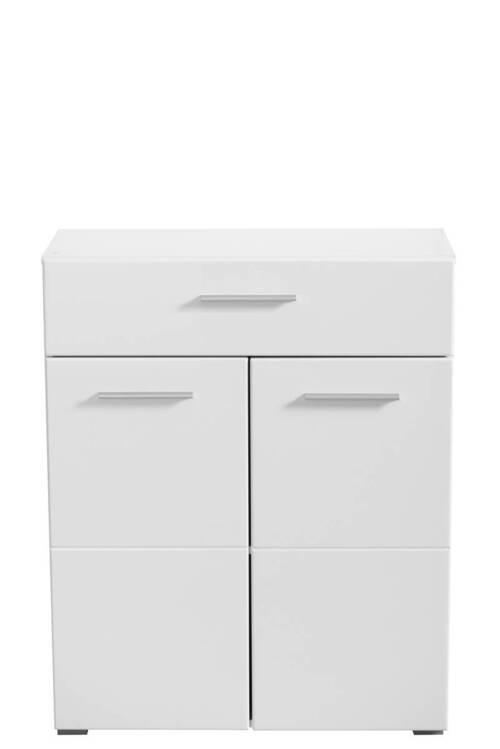 CIPŐSSZEKRÉNY 79/97,5/35 cm  - magasfényű fehér/fehér, Basics, faalapú anyag (79/97,5/35cm) - Xora