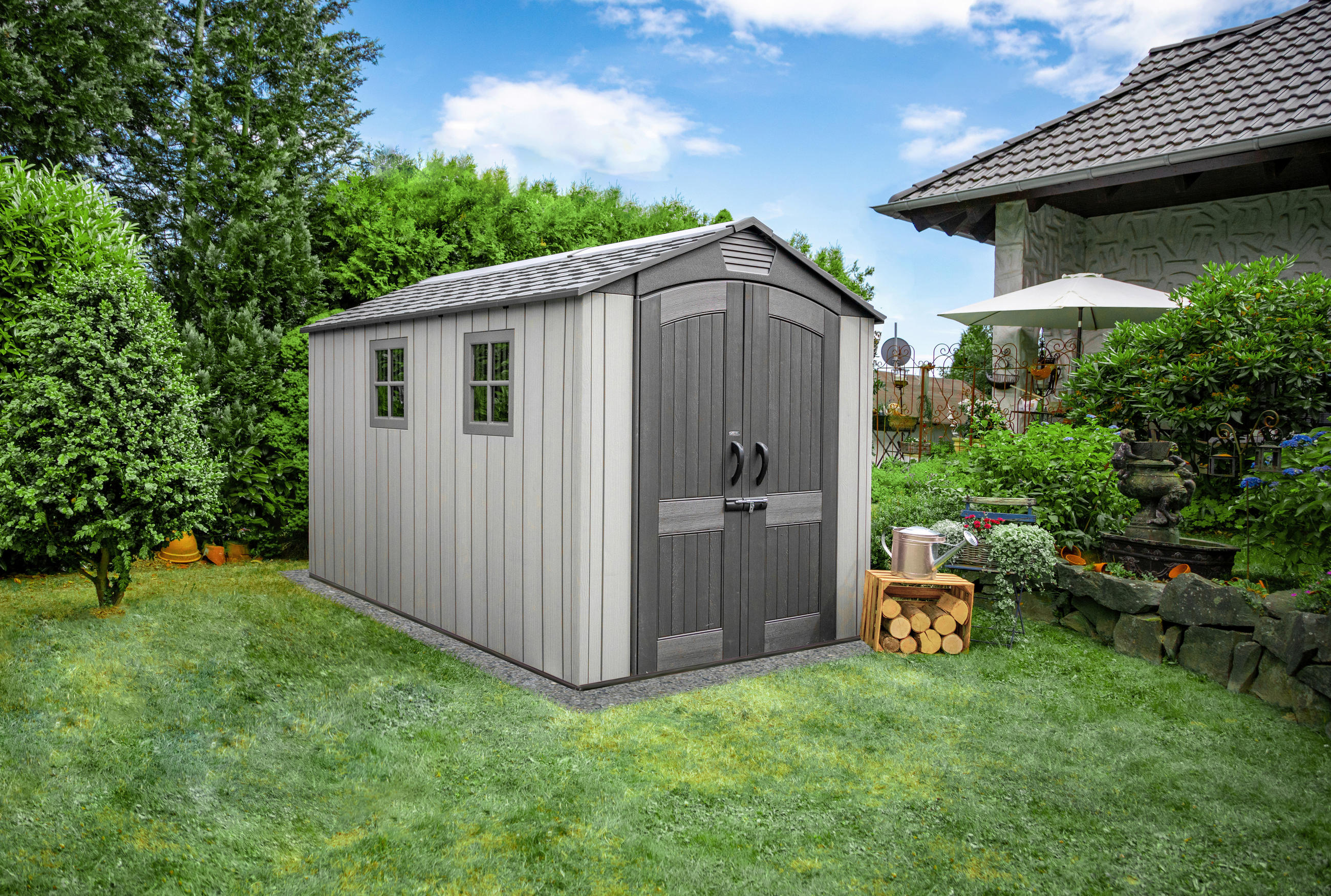 GERÄTEHAUS 204/228/344 cm  - Grau, Basics, Kunststoff (204/228/344cm) - Ambia Garden