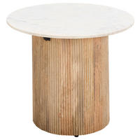 COUCHTISCH Mangoholz vollmassiv 60/60/45 cm rund Naturfarben, Weiß  - Naturfarben/Weiß, Design, Holz/Stein (60/60/45cm) - Livetastic