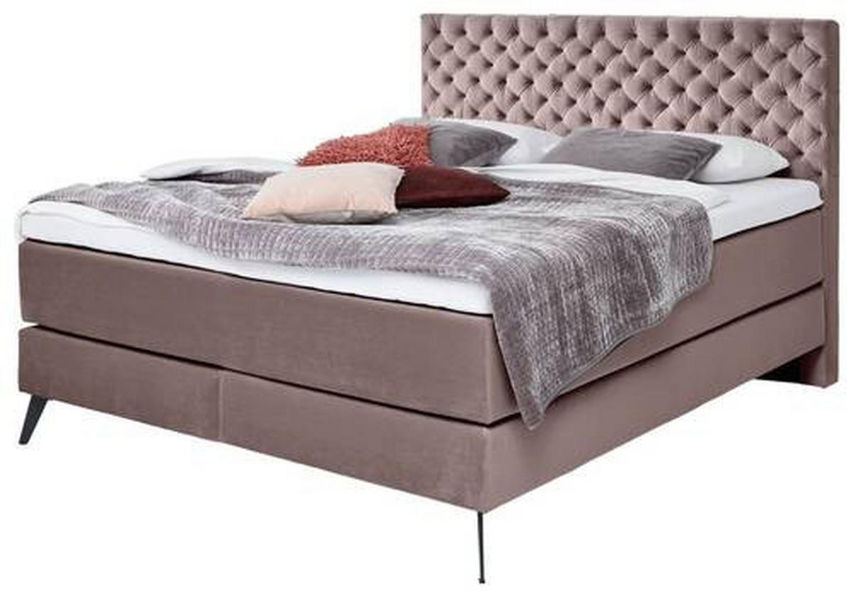 BOXSPRINGBETT 160/200 cm  in Altrosa  - Graphitfarben/Altrosa, Design, Textil/Metall (160/200cm) - Xora