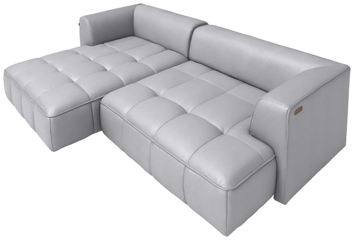 ECKSOFA  in Feincord Hellgrau  188/288 cm  - Hellgrau/Schwarz, Design, Kunststoff/Textil (188/288cm) - Welnova