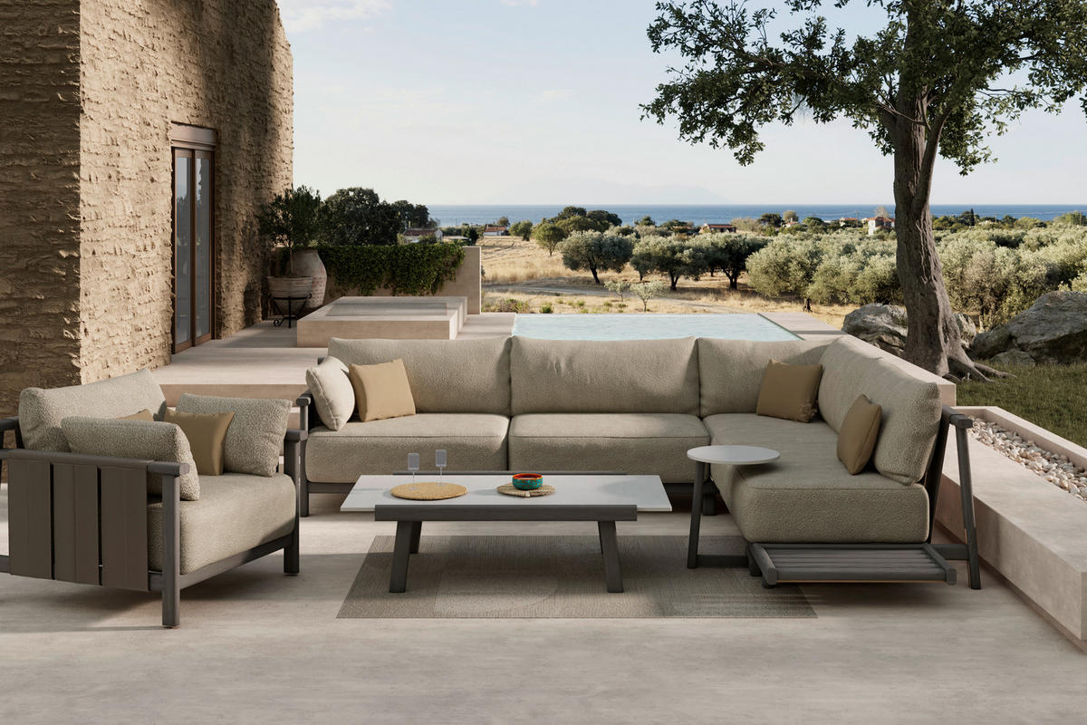 LOUNGEGARNITUR  308/264 cm  Esche massiv  - Taupe/Anthrazit, ROMANTIK / LANDHAUS, Holz/Textil (308/264cm) - Dieter Knoll