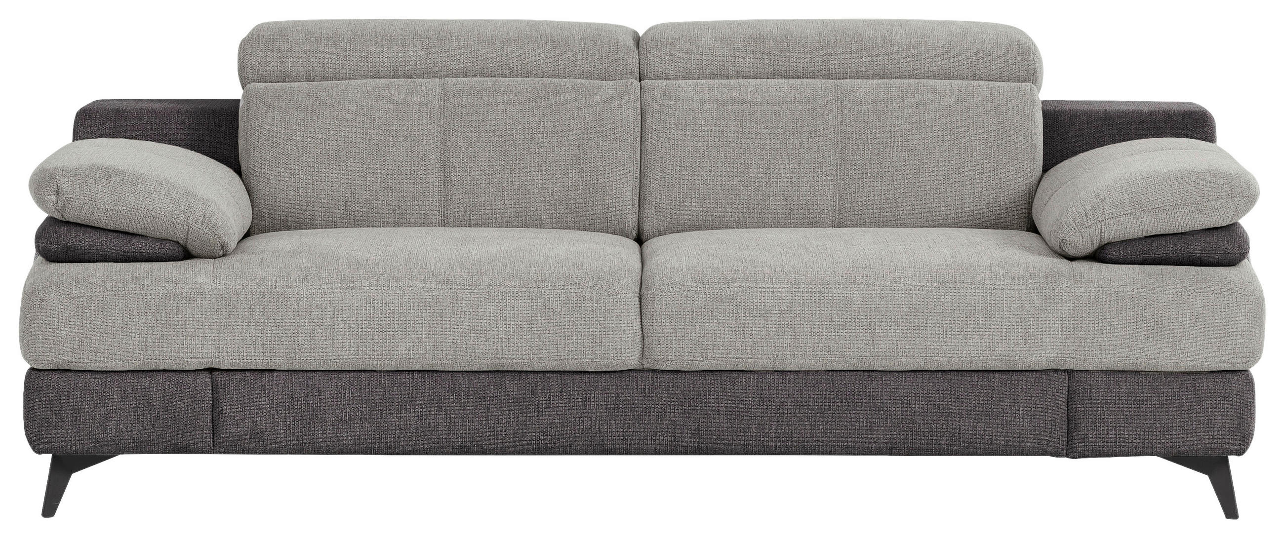 2-SITZER-SOFA Chenille Hellgrau, Dunkelgrau  - Dunkelgrau/Hellgrau, Design, Textil/Metall (205/80/104cm) - Livetastic