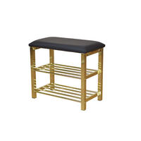 SCHUHBANK  in 57/50/30 cm  - Messingfarben/Schwarz, Design, Textil/Metall (57/50/30cm) - MID.YOU