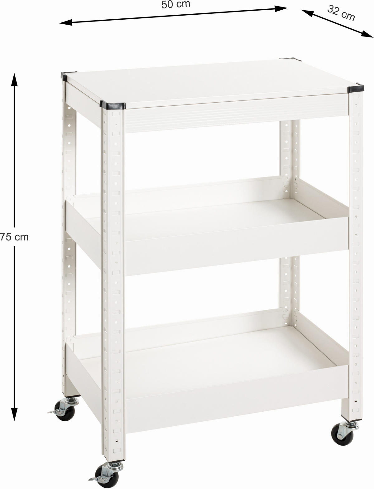 SERVÍROVACÍ VOZÍK, bílá, 50/32/75 cm - bílá, Design, kov (50/32/75cm)