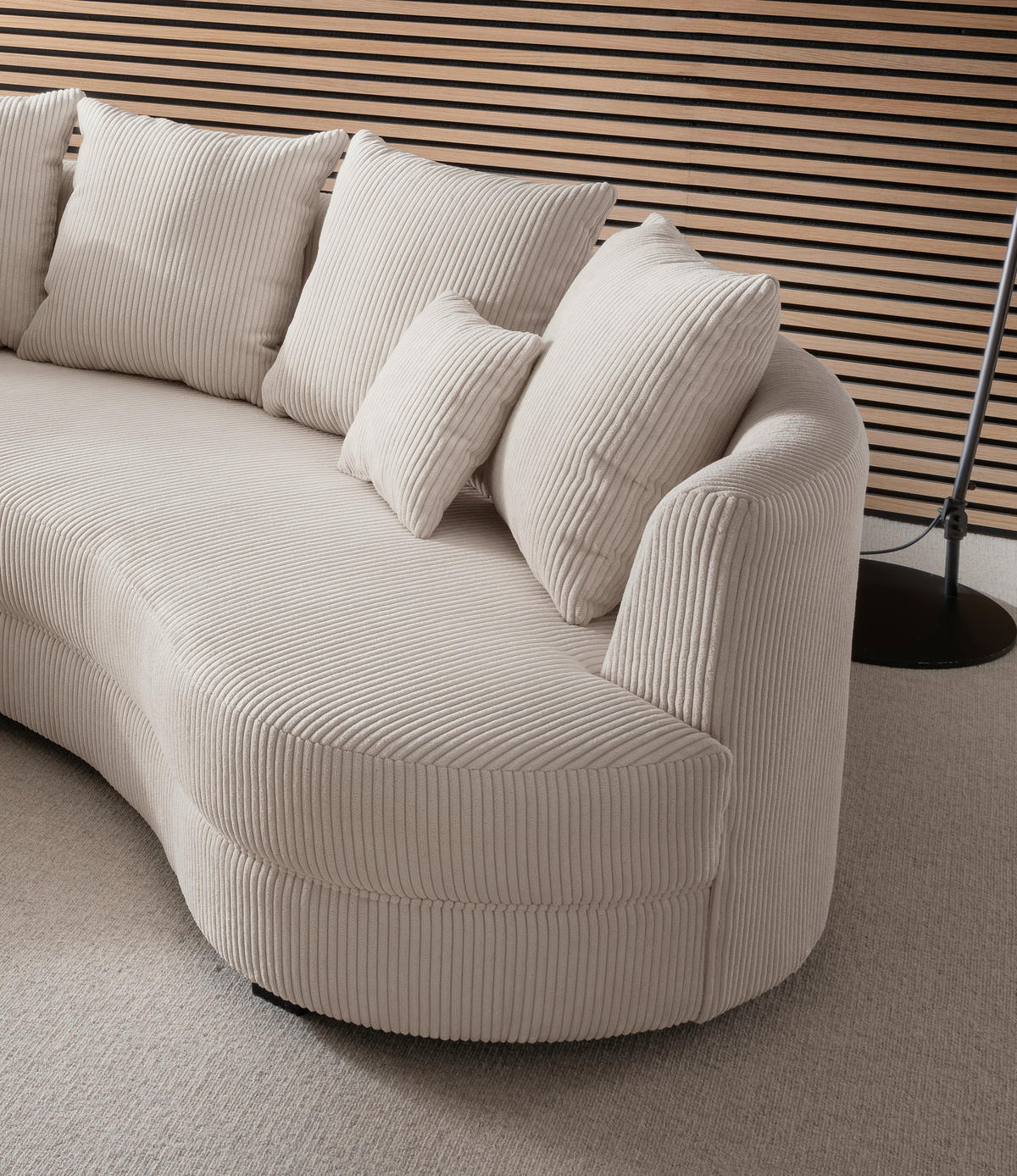 WOHNLANDSCHAFTOttomane rechts, organische Form  in Cord Beige  - Beige/Schwarz, Design, Kunststoff/Textil (160/300cm) - Livetastic
