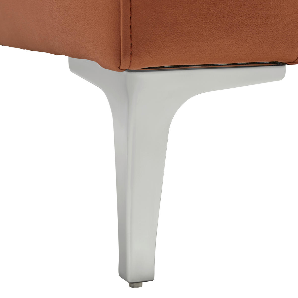 3-SITS SOFFA i läderimitation (vegan) cognacfärgad  - kromfärg/cognacfärgad, Modern, metall/textil (182/85/92cm) - MID.YOU