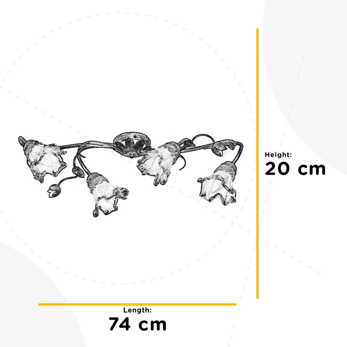 DECKENLEUCHTE    74/35/20 cm  - Bronzefarben, KONVENTIONELL, Glas/Metall (74/35/20cm)