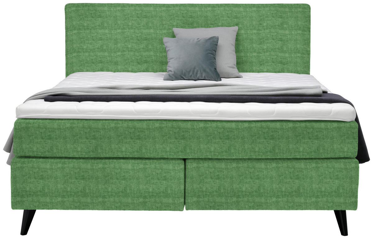 BOXSPRINGBETT 160/200 cm  in Grün  - Schwarz/Grün, KONVENTIONELL, Holz/Textil (160/200cm) - Voleo