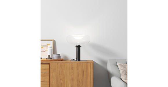 TISCHLEUCHTE 37/37 cm - Schwarz, Design, Glas/Metall (37/37cm) - Dieter Knoll