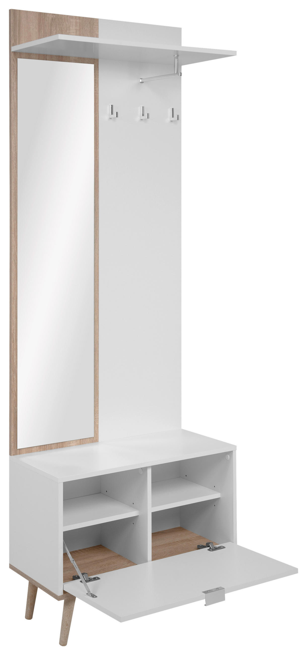 ANSAMBLU DE HOL - stejar Sonoma/alb, Design, sticlă/material pe bază de lemn (68/195/32cm) - MID.YOU