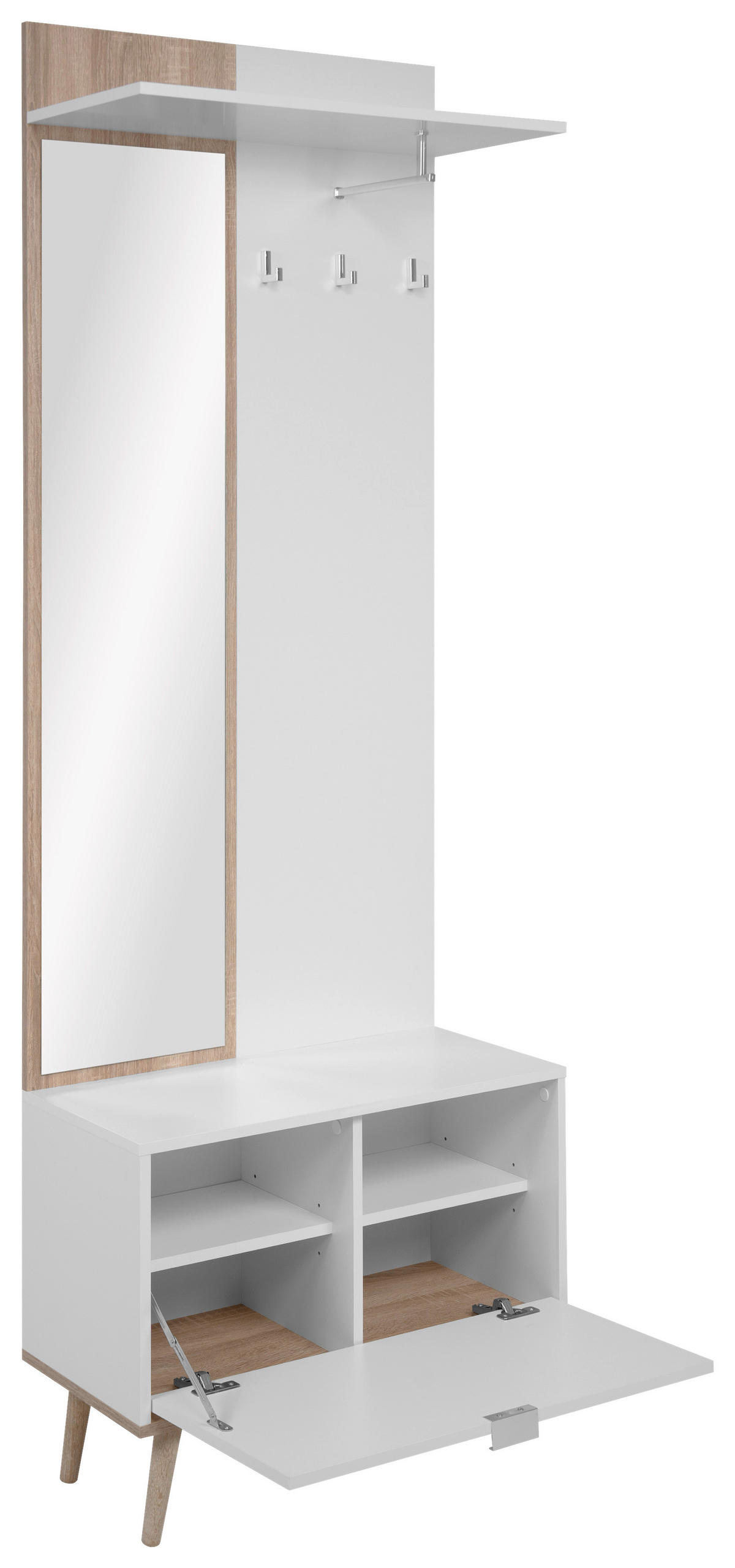 GARDEROBE 3-teilig  in 68/195/32 cm  - Weiss/Sonoma Eiche, Design, Glas/Holzwerkstoff (68/195/32cm) - MID.YOU