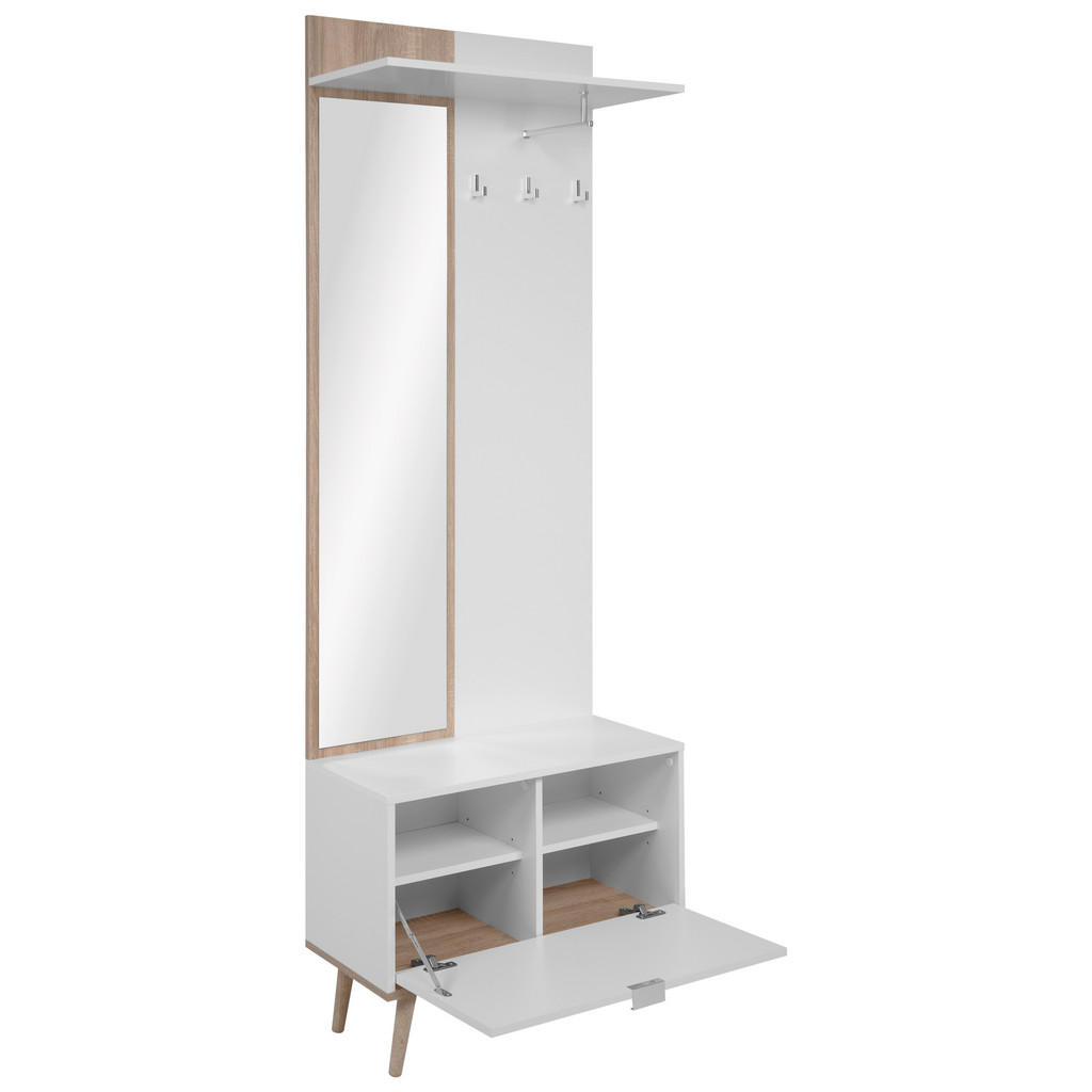 Thumbnail - Mid.you Garderobe, Weiß, Sonoma Eiche, Glas, Holzwerkstoff, 3-teilig, 68x195x32 cm, Garderobe, Garderoben-Sets & Serien