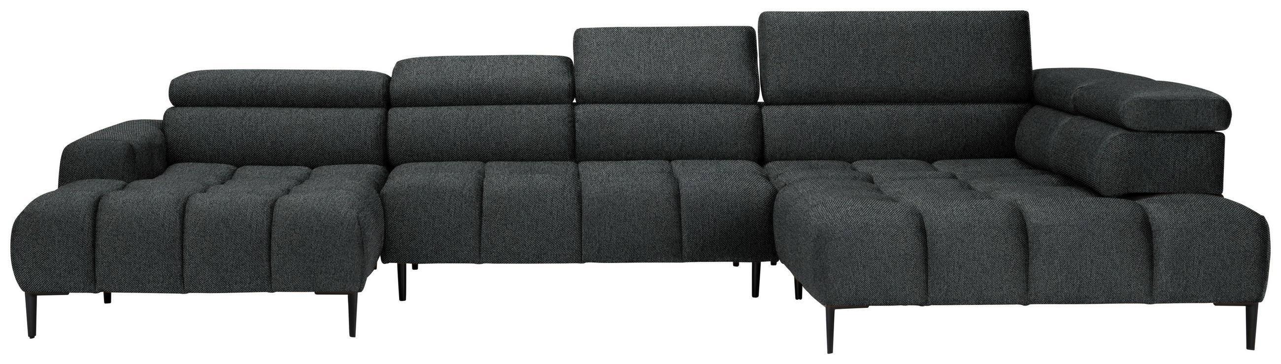 WOHNLANDSCHAFT in Webstoff Graphitfarben  - Schwarz/Graphitfarben, Design, Textil/Metall (177/385/216cm) - Welnova