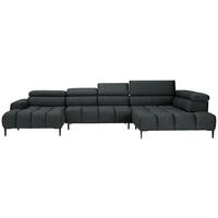 WOHNLANDSCHAFT in Webstoff Graphitfarben  - Schwarz/Graphitfarben, Design, Textil/Metall (177/385/216cm) - Welnova