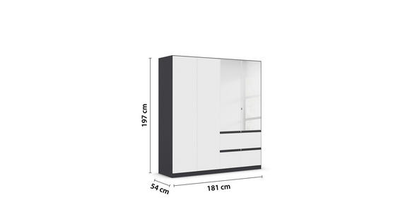 KLEIDERSCHRANK 4-türig Grau, Weiß  - Silberfarben/Weiß, Trend, Holzwerkstoff/Kunststoff (181/197/54cm) - Xora