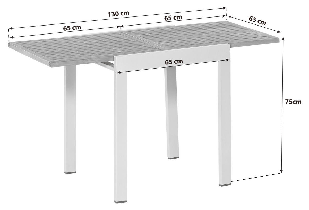 STÔL NA BALKÓN, drevo, kov, 65-130/75/65 cm - prírodná farba/grafitová, Modern, kov/drevo (65-130/75/65cm) - Gardenson