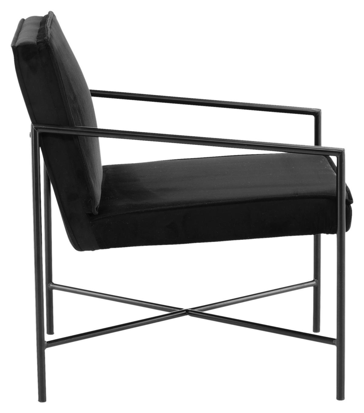 SESSEL in Samt Schwarz  - Schwarz, Design, Textil/Metall (66/78/65cm) - Livetastic