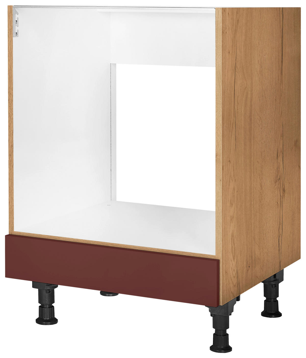 HERDUMBAUSCHRANK 60,0/87,0/56,0 cm  in Rot, Eichefarben  - Eichefarben/Rot, MODERN, Holzwerkstoff (60,0/87,0/56,0cm) - Nobilia