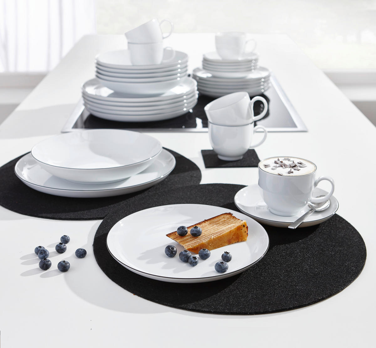 KOMBISERVICE Schwarz, Weiß 30-teilig Lido Black Line  - Schwarz/Weiß, Basics, Keramik - Seltmann Weiden