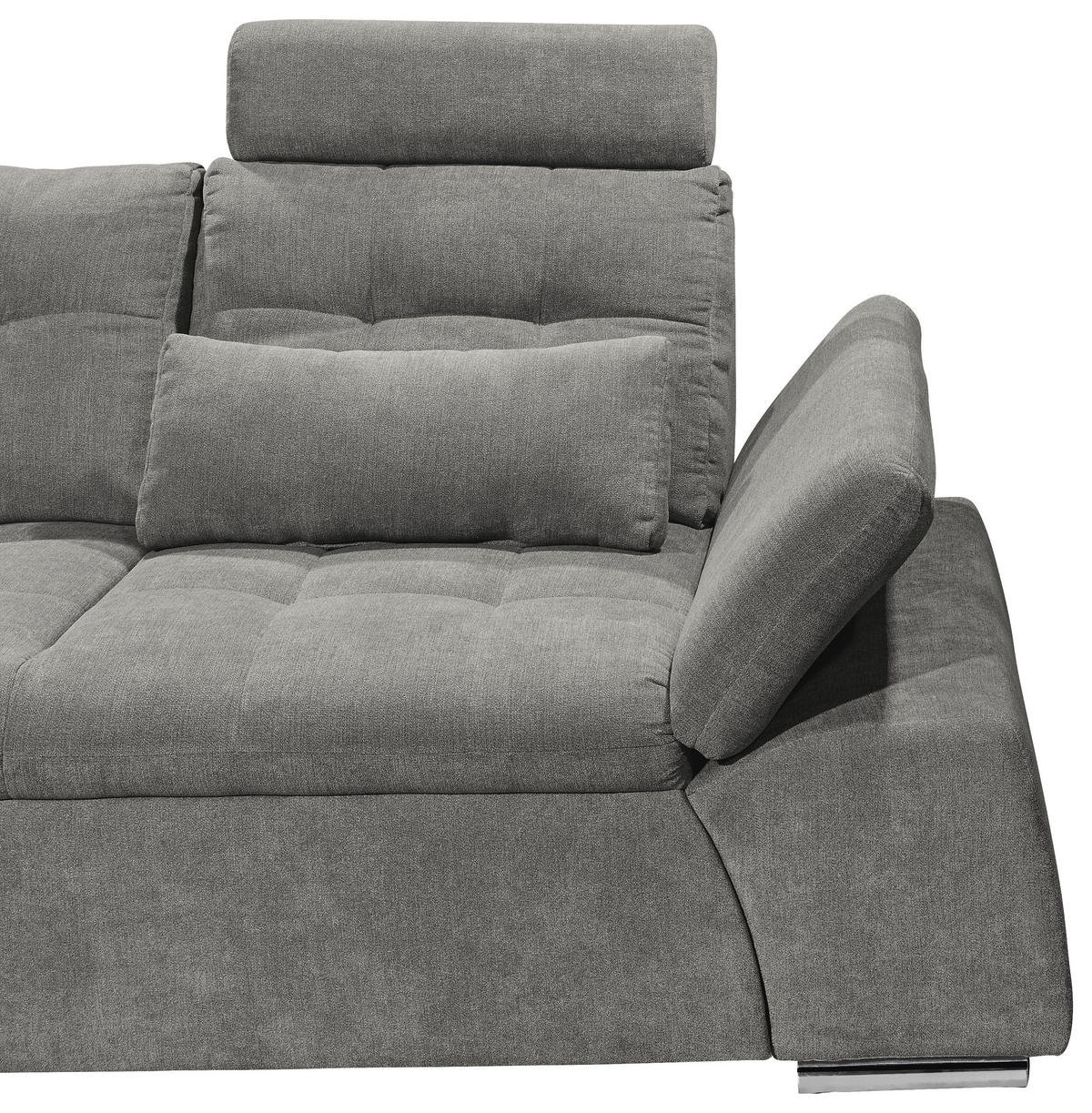 ECKSOFA Grau Mikrovelours  - Silberfarben/Grau, KONVENTIONELL, Kunststoff/Textil (170/268cm) - MID.YOU