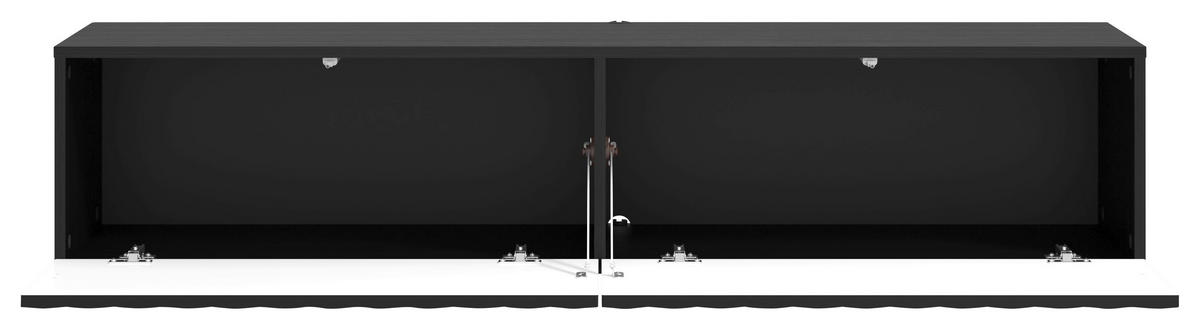STOJAN NA TV, biela, biela s vysokým leskom, čierna, 154/32/42 cm - čierna/biela, Basics, kompozitné drevo (154/32/42cm) - Xora