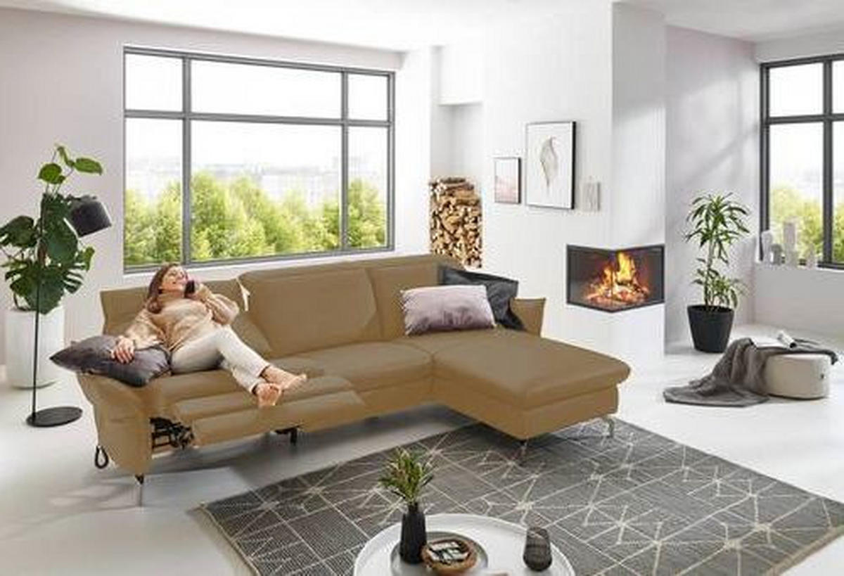 ECKSOFA in Lederlook (vegan) Olivgrün  - Olivgrün/Nickelfarben, Modern, Textil/Metall (233/179cm) - Livetastic