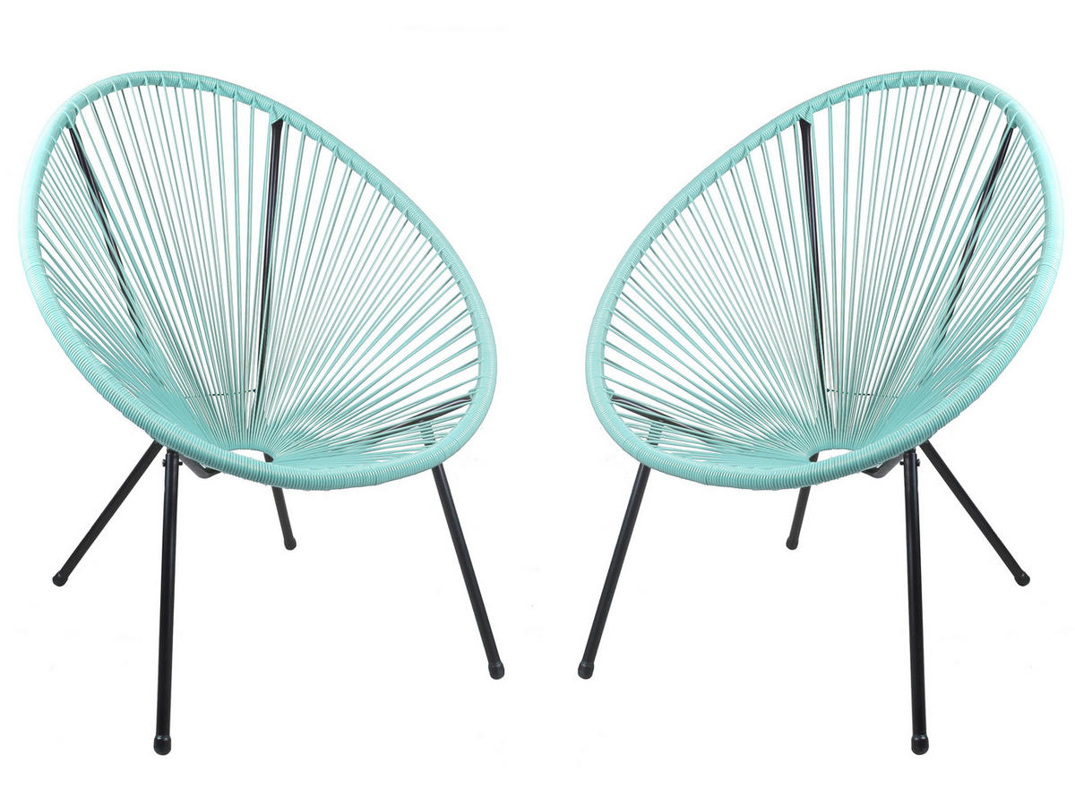 GARTENSESSEL Stahl Schwarz, Mintgrün  - Schwarz/Mintgrün, Basics, Kunststoff/Metall (73/93/73cm) - Gardenson