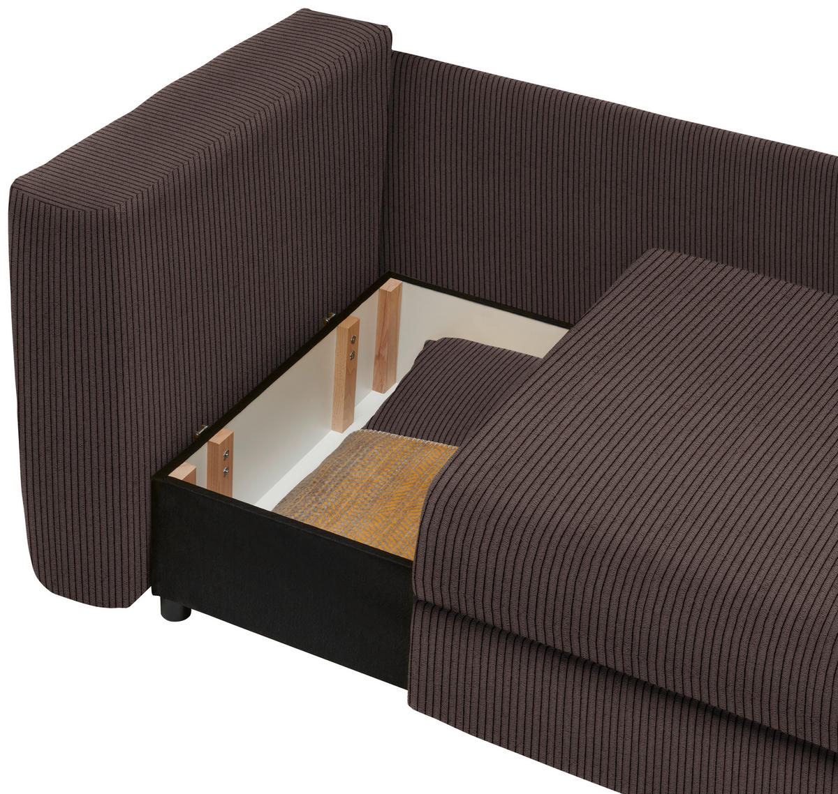 RÉCAMIERE in Cord Braun  - Schwarz/Braun, Design, Kunststoff/Textil (171/71-88/93cm) - Cantus