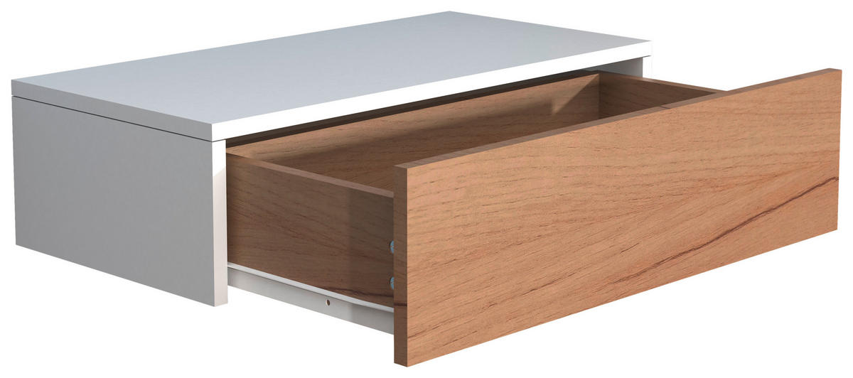 SÄNGBORD i vit, ekfärgad  - vit/ekfärgad, Modern, trämaterial (60/15/30cm) - MID.YOU