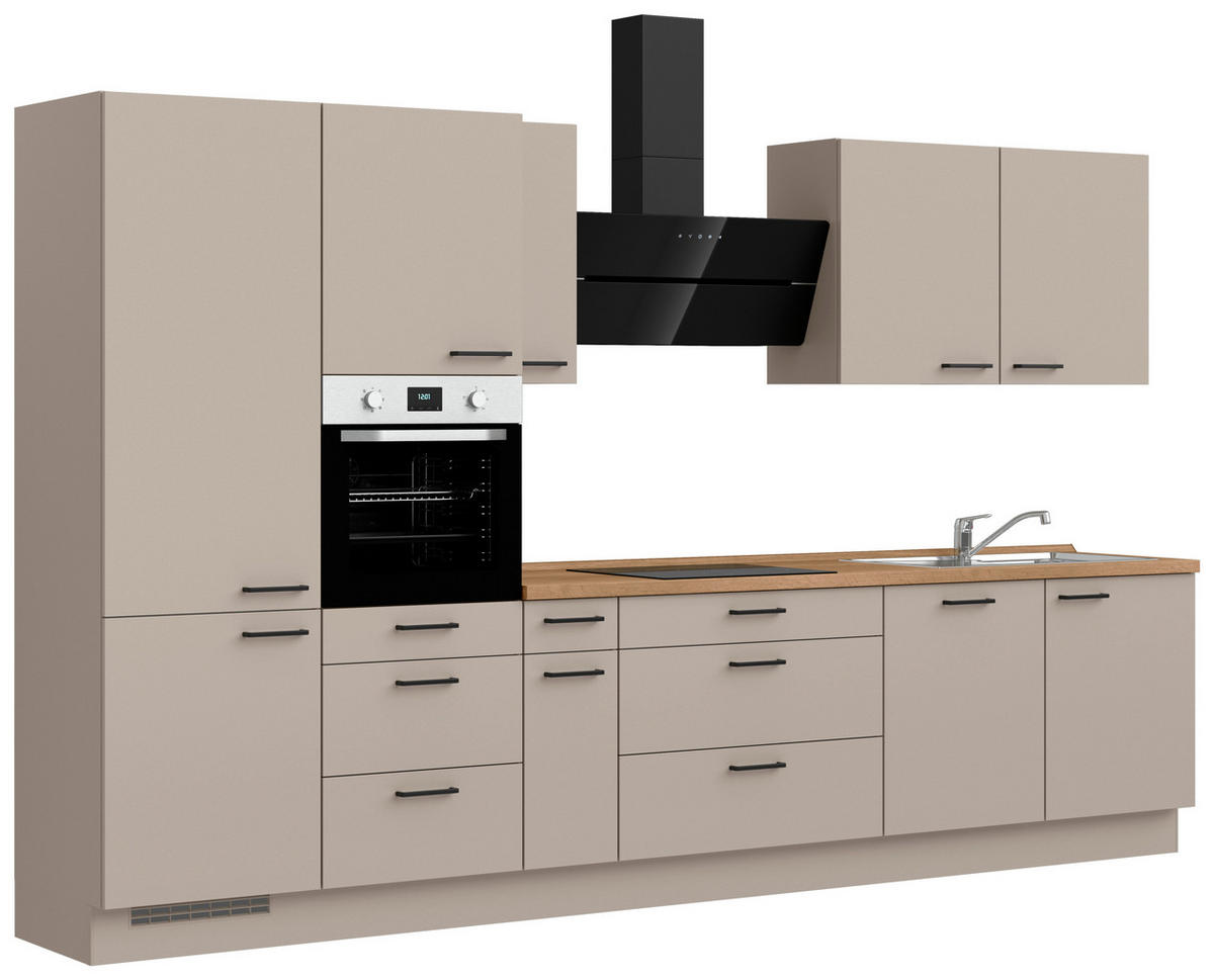 KÜCHENBLOCK Easytouch 360 cm  in Eichefarben, Sandfarben  - Sandfarben/Eichefarben, MODERN, Holzwerkstoff/Metall (360cm) - Nobilia