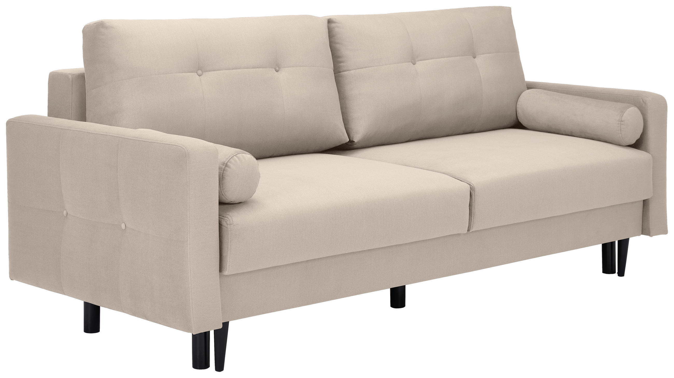 SCHLAFSOFA in Samt Naturfarben  - Schwarz/Naturfarben, Konventionell, Holz/Textil (220/95/98cm) - MID.YOU