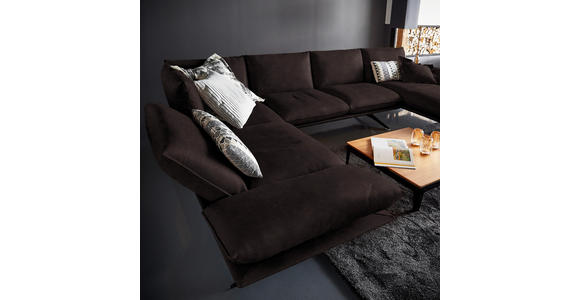 WOHNLANDSCHAFT in Echtleder Dunkelbraun - Dunkelbraun/Schwarz, Natur, Leder/Metall (217/359/155cm) - Dieter Knoll