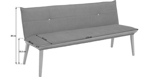 SITZBANK 179/80/60 cm in Grau, Rot, Eichefarben - Eichefarben/Rot, KONVENTIONELL, Holz/Textil (179/80/60cm) - Voleo