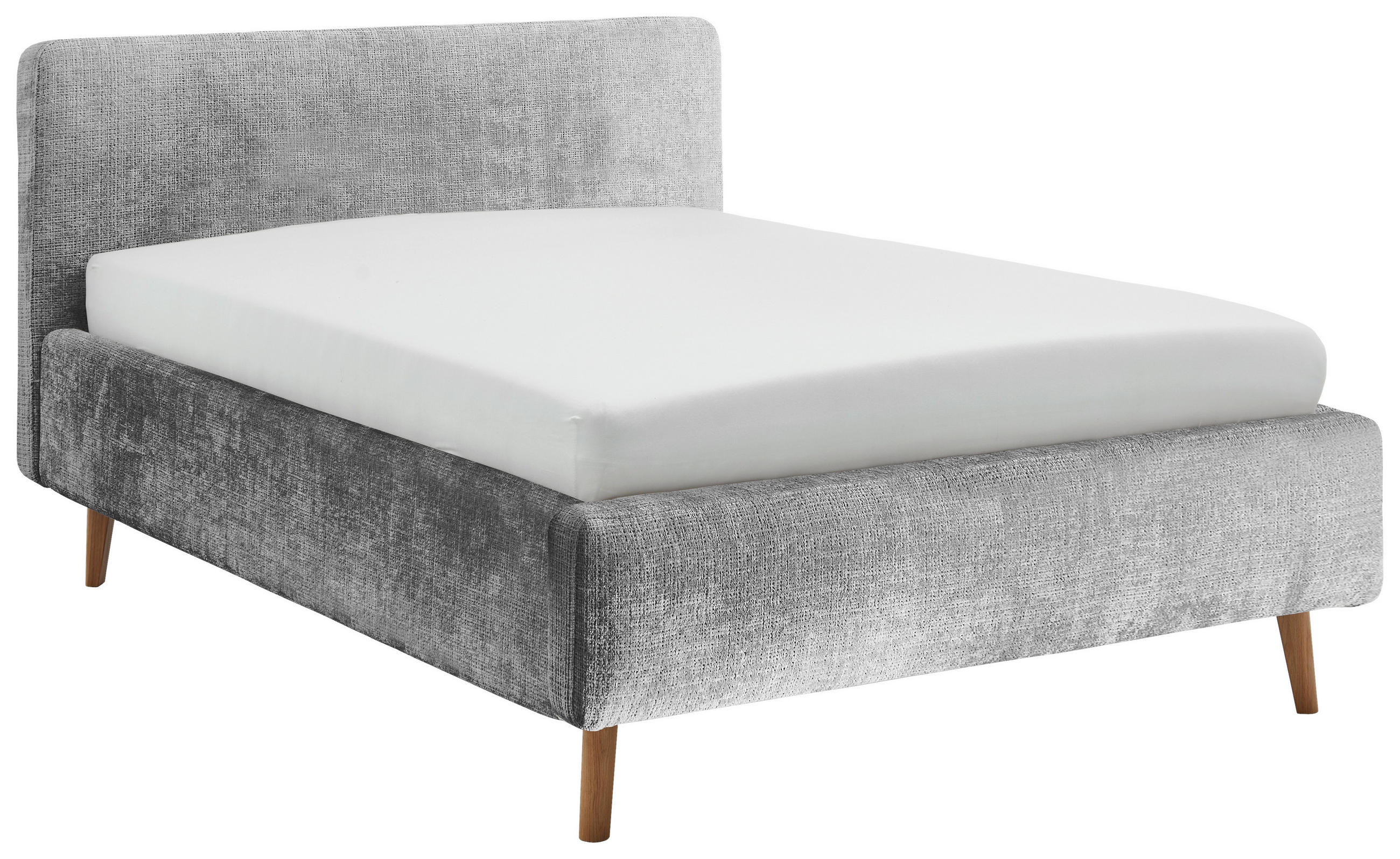 POLSTERBETT 140/200 cm  in Grau  - Eichefarben/Grau, Design, Holz/Textil (140/200cm) - Xora