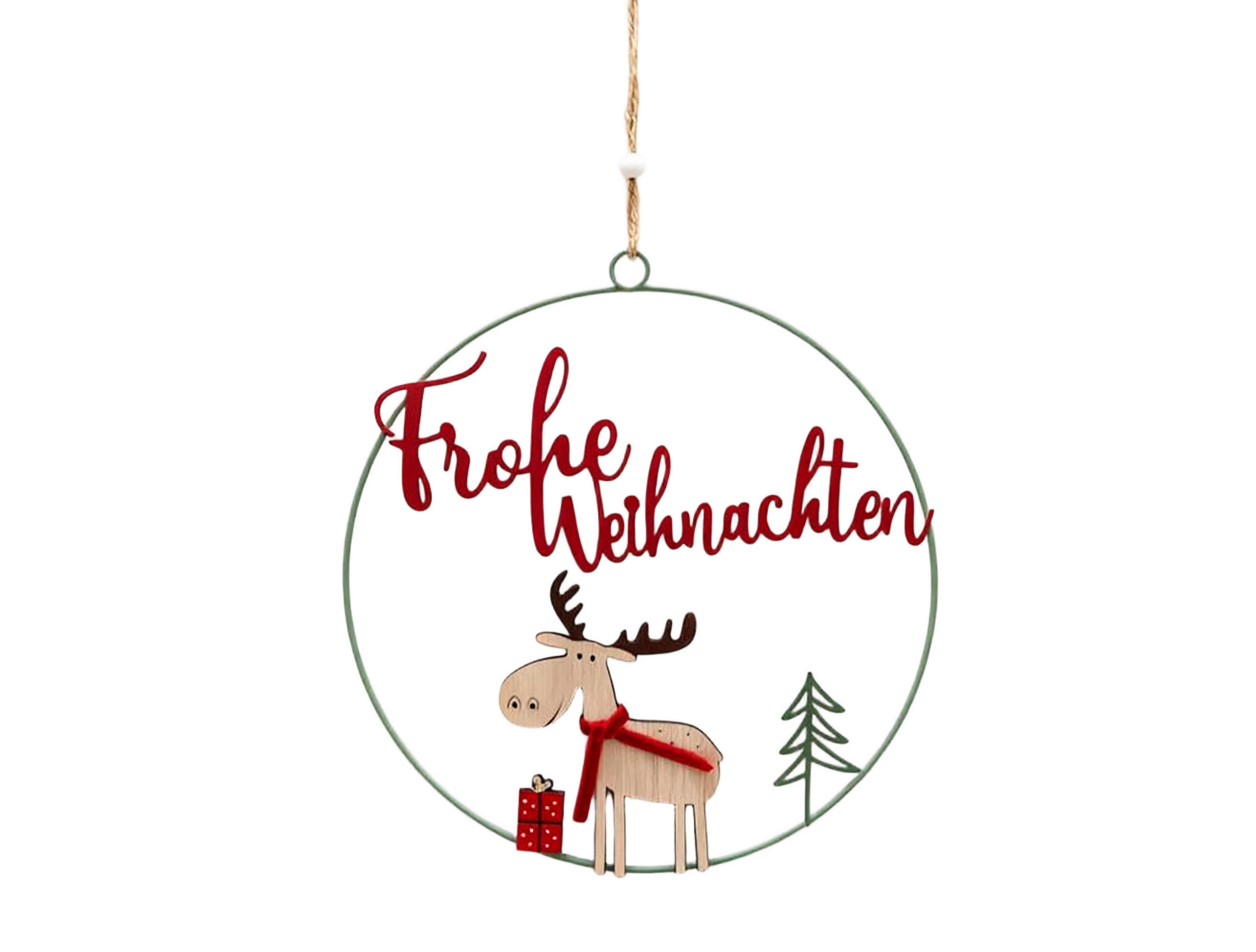 DEKOHÄNGER  - Ecru/Rot, LIFESTYLE, Holzwerkstoff/Textil (30/31cm) - X-Mas